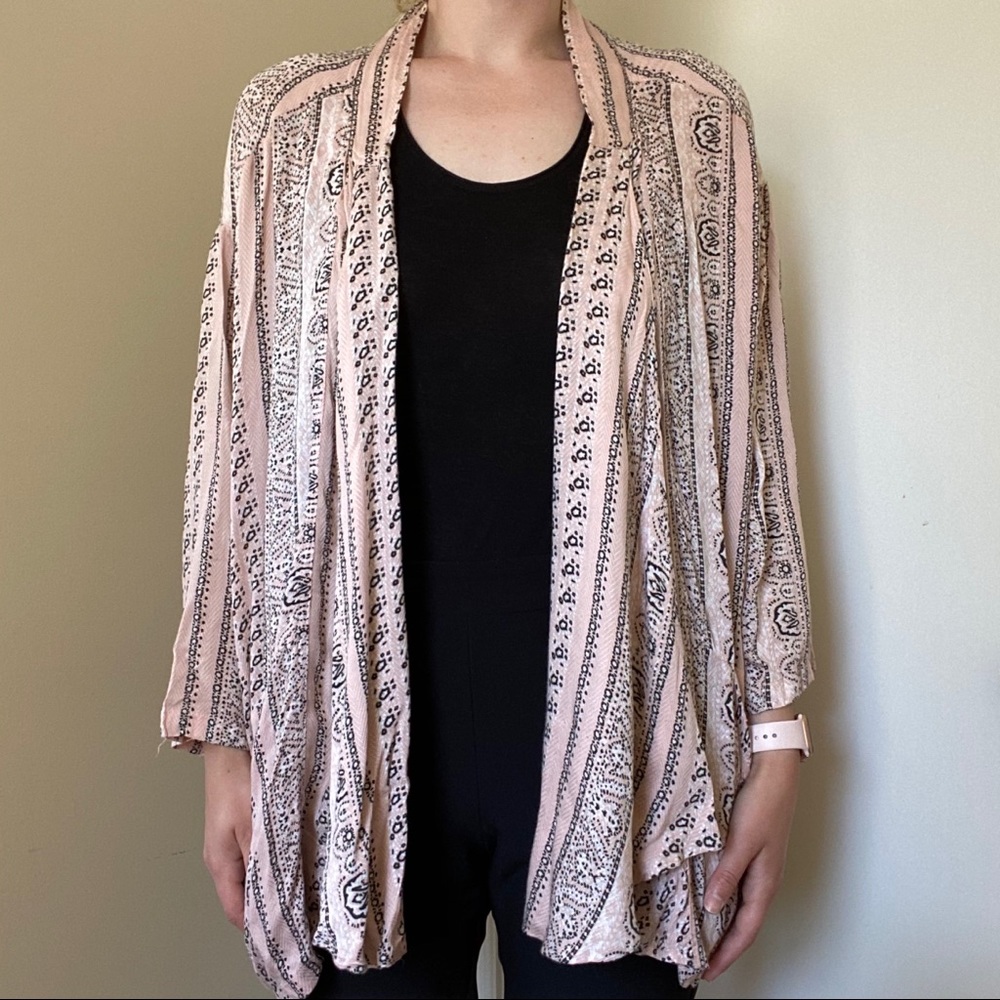 Urban Outfitters Pink/Black Paisley Tunic Cardi